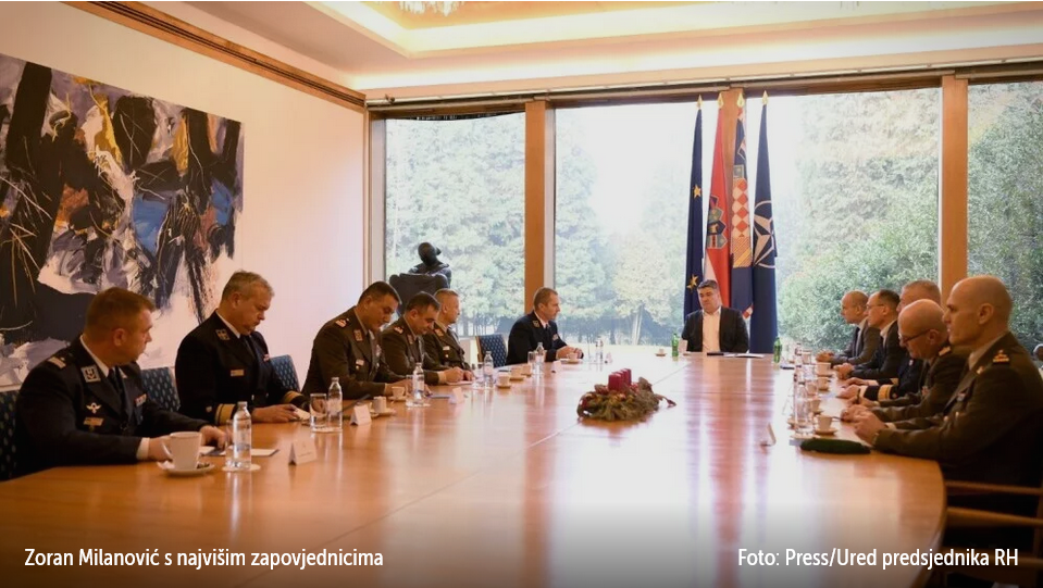 Milanović s najvišim vojnim zapovjednicima: "Hitno nam treba vojna oprema i ubojna sredstva"