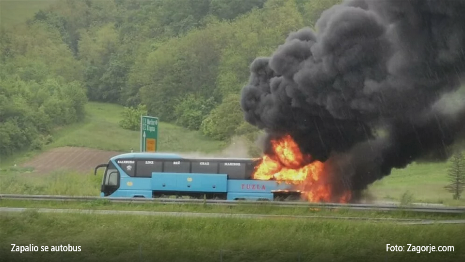 Užas na autocesti A2: Zapalio se autobus, putnici evakuirani