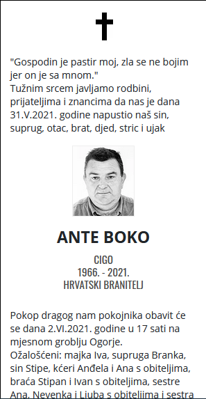 Ante Boko - Hrvatski branitelj 1966. - 2021.