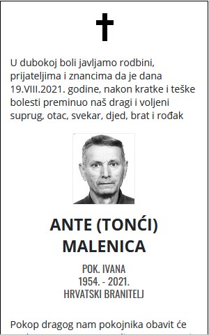 Ante Malenica - Hrvatski branitelj 1954. - 2021.