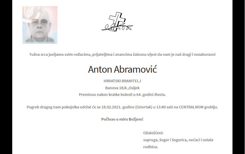 Anton Abramović - Hrvatski branitelj 1957. - 2021.