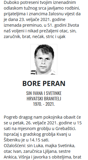 Bore Peran - Hrvatski branitelj 1970. - 2021.