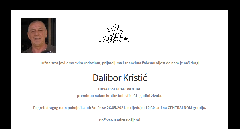 Dalibor Kristić - Hrvatski dragovoljac 1960. - 2021.