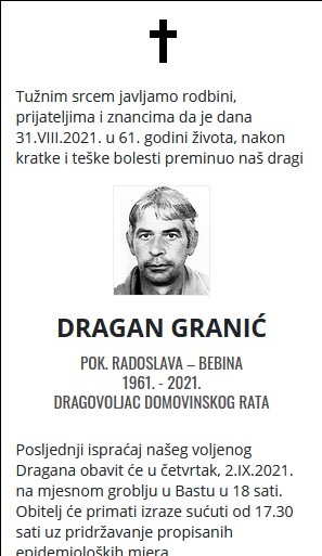 Dragan Granić - Hrvatski dragovoljac 1961. - 2021.
