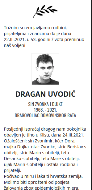 Dragan Uvodić - Hrvatski dragovoljac 1968. - 2021.