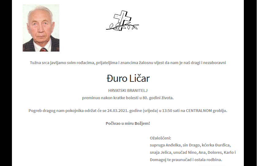 Đuro Ličar - Hrvatski branitelj 1941. - 2021.
