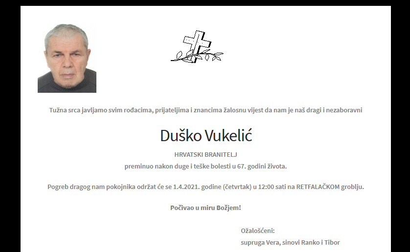Duško Vukelić - Hrvatski branitelj 1954. - 2021.