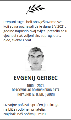 Evgenij Gerbec - Hrvatski dragovoljac 1960. - 2021.