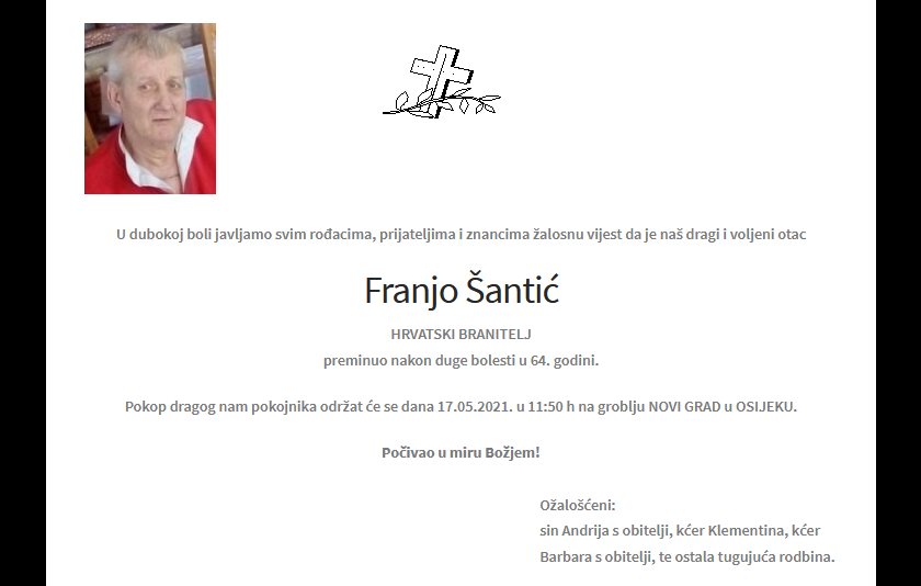 Franjo Šantić - Hrvatski branitelj 1957. - 2021.