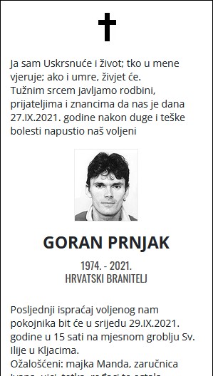 Goran Prnjak - Hrvatski branitelj 1974. - 2021.