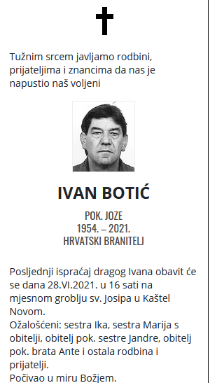 Ivan Botić - Hrvatski branitelj 1954. - 2021.