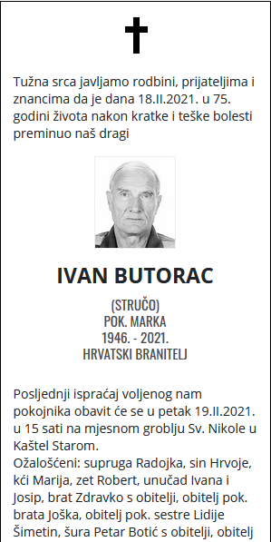 Ivan Butorac - Hrvatski branitelj 1946. - 2021.