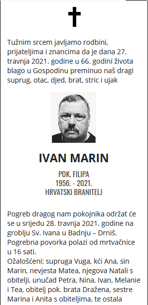 Ivan Marin - Hrvatski branitelj 1956. - 2021.