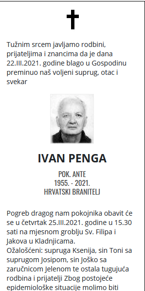 Ivan Penga - Hrvatski branitelj 1955. - 2021.