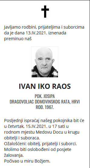 Ivan Raos - Hrvatski dragovoljac 1967. - 2021.