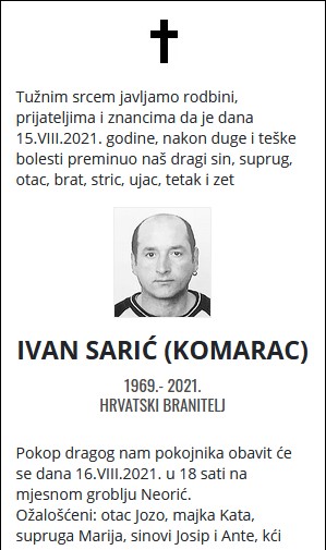 Ivan Sarić - Hrvatski branitelj 1969. - 2021.