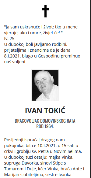 Ivan Tokić - Hrvatski branitelj 1964. - 2021.