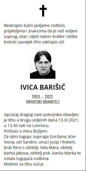 Ivica Barišić - Hrvatski branitelj 1953. - 2021.