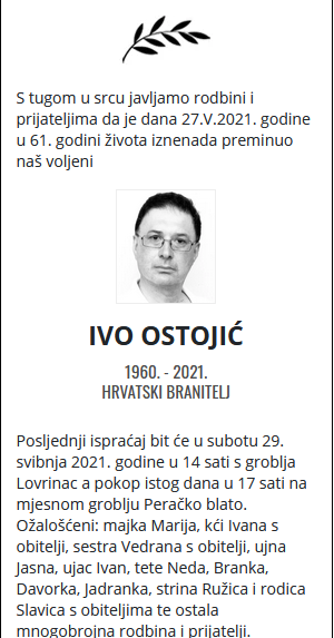 Ivo Ostojić - Hrvatski branitelj 1960. - 2021.