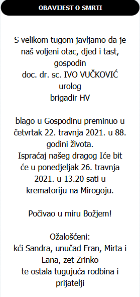 Ivo Vučković - brigadir HV 1933. - 2021.