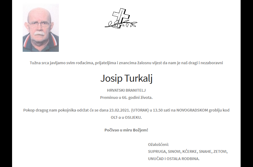 Josip Turkalj - Hrvatski branitelj 1955. - 2021.