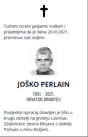 Joško Perlain - Hrvatski branitelj 1951. - 2021.