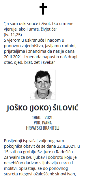 Joško Šilović - Hrvatski branitelj 1960. - 2021.