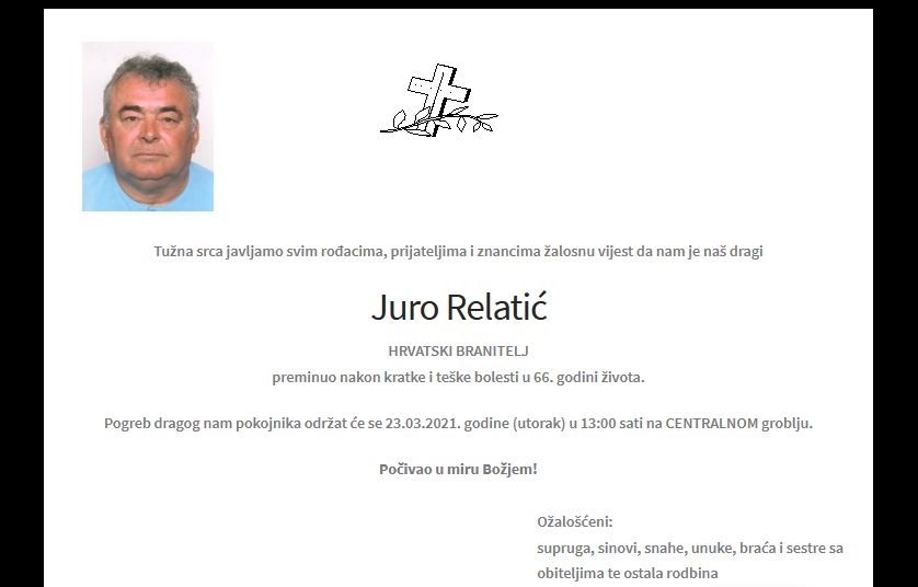 Juro Relatić - Hrvatski branitelj 1955. - 2021.