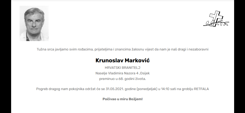 Krunoslav Marković - Hrvatski branitelj 1953. - 2021.