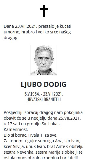 Ljubo Dodig - Hrvatski branitelj 1954. - 2021.