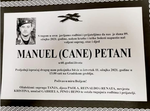 Manuel Petani - Hrvatski branitelj 1961. - 2021.