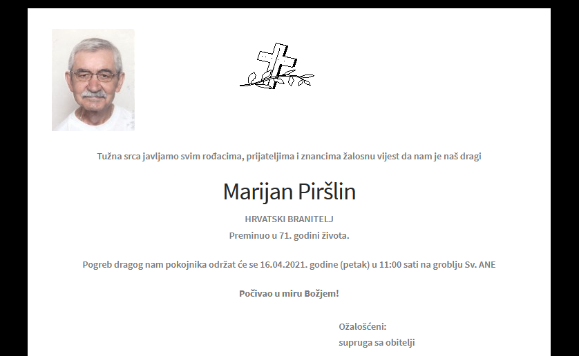 Marijan Piršlin - Hrvatski branitelj 1950. - 2021.