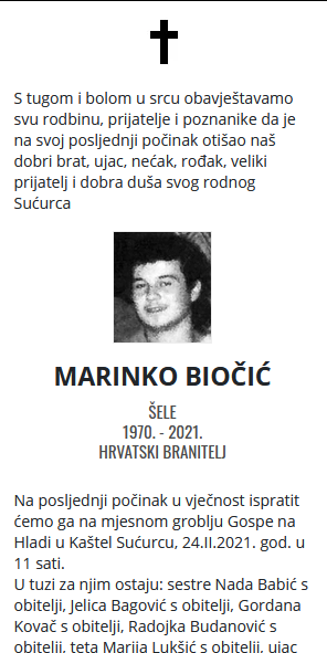 Marinko Biočić - Hrvatski branitelj 1970. - 2021.