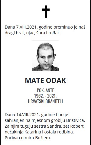 Mate Odak - Hrvatski branitelj 1962. - 2021.