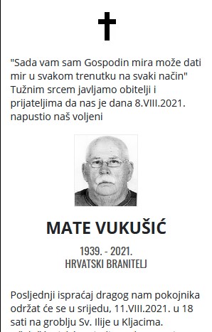 Mate Vukušić - Hrvatski branitelj 1939. - 2021.