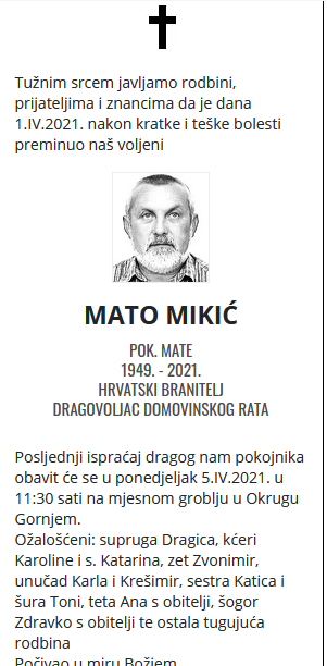 Mato Mikić - Hrvatski dragovoljac 1949. - 2021.