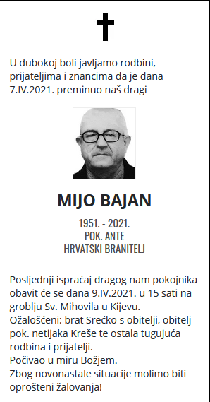 Mijo Bajan - Hrvatski branitelj 1951. - 2021.