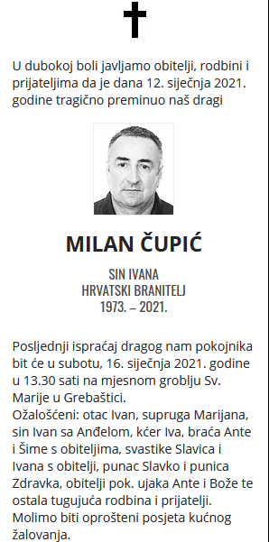 Milan Čupić - Hrvatski branitelj 1973. - 2021.