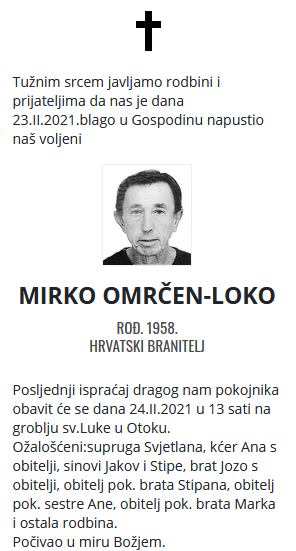 Mirko Omrčen - Hrvatski branitelj 1958. - 2021.