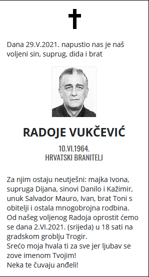 Radoje Vukčević - Hrvatski branitelj 1962. - 2021.