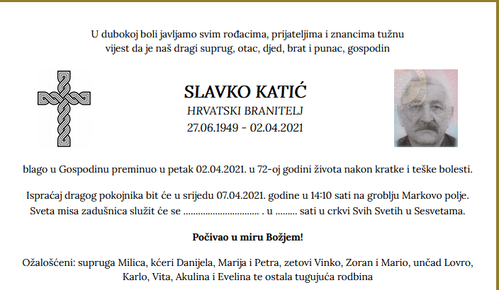 Slavko Katić - Hrvatski branitelj 1949. - 2021.