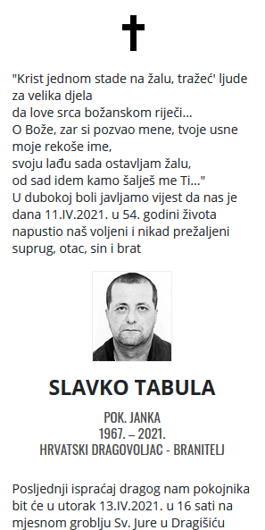 Slavko Tabula - Hrvatski dragovoljac 1967. - 2021.