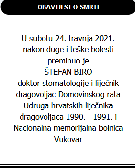 Štefan Biro - dragovoljac Domovinskog rata - In memoriam