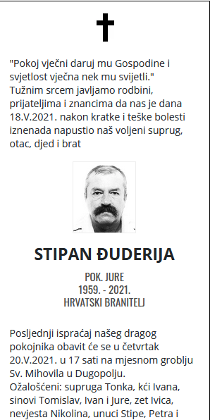 Stipan Đuderija - Hrvatski branitelj 1959. - 2021.