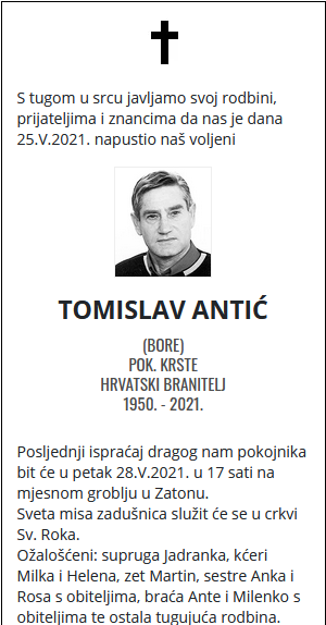 Tomislav Antić - Hrvatski branitelj 1950. - 2021.
