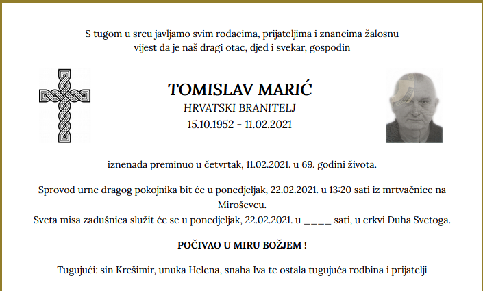 Tomislav Marić - Hrvatski branitelj 1952. - 2021.