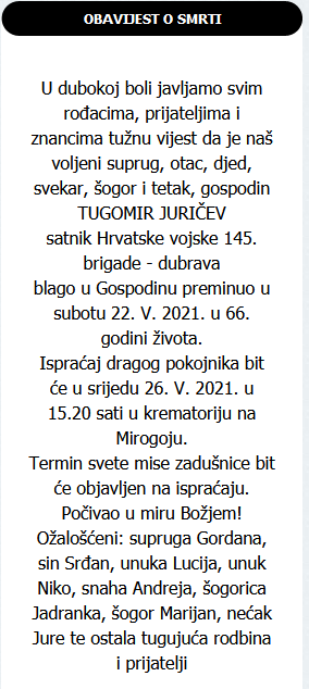 Tugomir Juričev - Hrvatski branitelj 1955. - 2021.