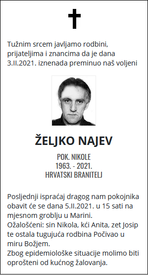 Željko Najev - Hrvatski branitelj 1963. - 2021.