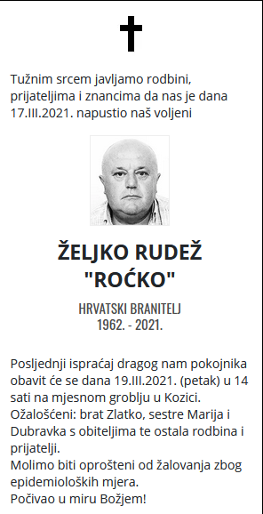 Željko Rudež - Hrvatski branitelj 1962. - 2021.