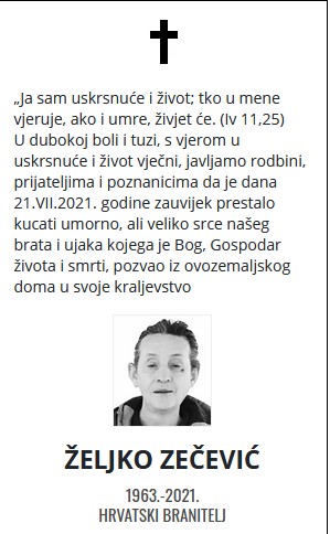 Željko Zečević - Hrvatski branitelj 1963. - 2021.